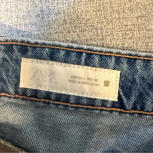 Zara Light Blue Denim Skort Shorts with Wrap Panel - Picture 7 of 8